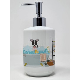 Caroline's Treasures WDK5626SOAP Black White Smooth Jack Russell Terrier Ceramic Soap Dispenser Hand Soap Dispenser Pump Bottles for Bathroom Kitchen, Empty Refillable Liquid Soap Container