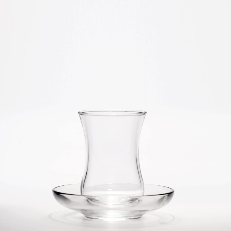 BullyBae Turkish Tea Glasses and Saucers Set (12 Pieces), Arabic