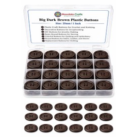 Mandala Crafts - Botones de plástico grandes de 25 mm, 1 pulgada, color café oscuro para costura, 50 botones redondos de resina de repuesto con 4 agujeros