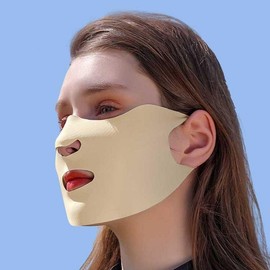 Golf facial UV protection mask washable sports summer facial sunshade face cover cool mask earrings beige 3ea