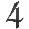 Spanish Rustic Hammered Wrought Iron Address Number 4 inch 4