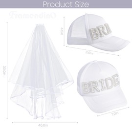 Framendino, Bachelorette Bride White Trucker Hat Bride Baseball Hat with Detachable Veil for Party