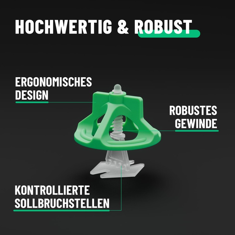 greate 250-teiliges Fliesen Nivelliersystem 2mm - Fliesenverlegehilfe Set mit 100
