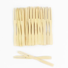 Mini Fruit Fork 3.5 inch Mini Bamboo Forks Cocktail Forks Appetizer Forks, Small Forks for Appetizer, Disposable Food Picks for fruit, dessert, cheese, cocktail appetizer fork