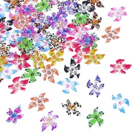 Penta Angel Flower Nail Charms 100Pcs 3D Small Hawaii Floral Nail Art Rhinestones Gems Summer Nail Jewelry for Women Resin Craft Home Decoration (Bright Color Hibiscus)