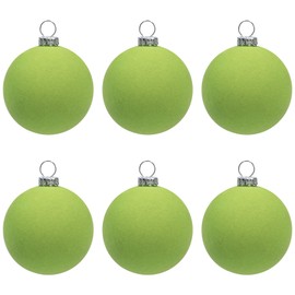 KI Store 6pcs Green Velvet Ball Ornaments 6cm for Party Christmas Tree Baby Shower First Christmas Decorations