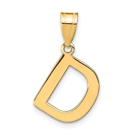 Real and Solid 14K Yellow Gold Polished Bubble Letter D Initial Pendant