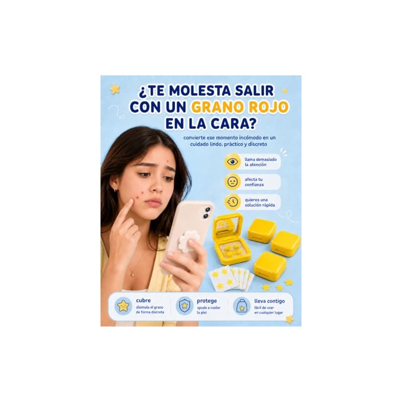 128 Estrellas para Granos, 4 Cajas de Parches para Acne