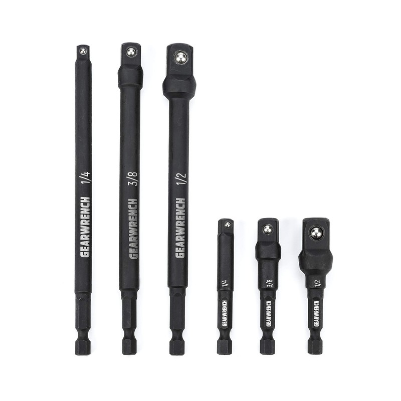 GEARWRENCH 6 Pc 1/4" Drive Hex Shank Impact Socket extensions