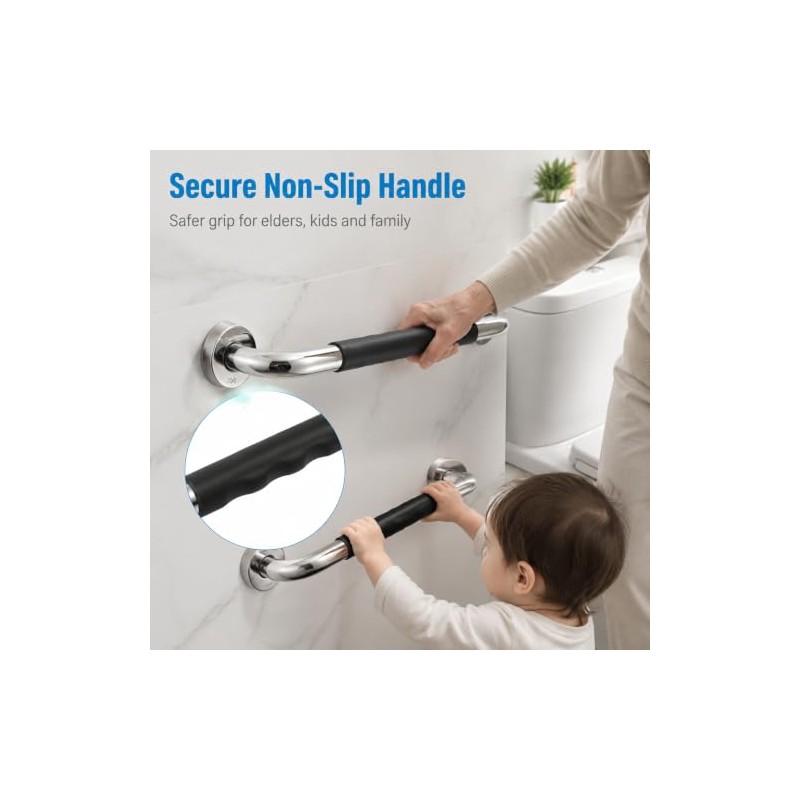 2 Pack 16.93Inch/43cm Grab Bars,304 Stainless Steel Rail Toilet Shower