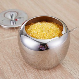 SUS304 Stainless Steel Spice Sugar Bowl with Lid and Spoon for Salt Sugar Coffee Tea Herbs