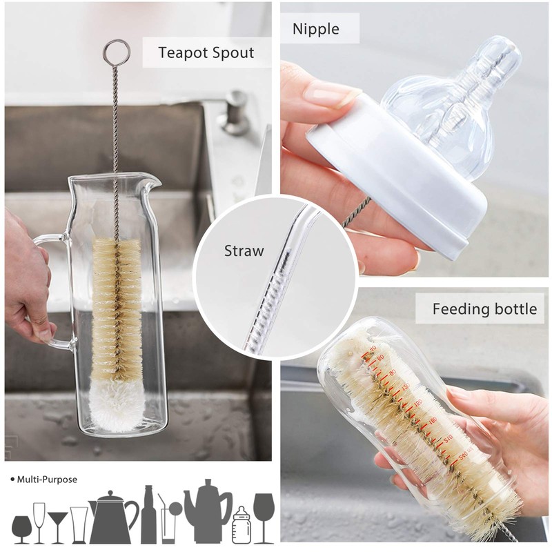 MASTERTOP 9 Pieces Bottle Brush Set - Long Water Bottle