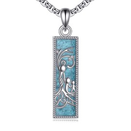 YAFEINI Tree Of Life Necklace Sterling Silver Mother Daughter Necklace Turquoise Tree Of Life Pendant Jewelry Gift For Mom Grandma Women Wife