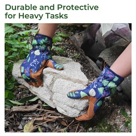 Gardening Gloves for Women, Garden Glove Thorn Proof, Breathable Leather Gloves, No Stab for Weeding Digging, Planting Pruning Working Garden Gloves with Grip, Puncture-Resistant Work Gloves