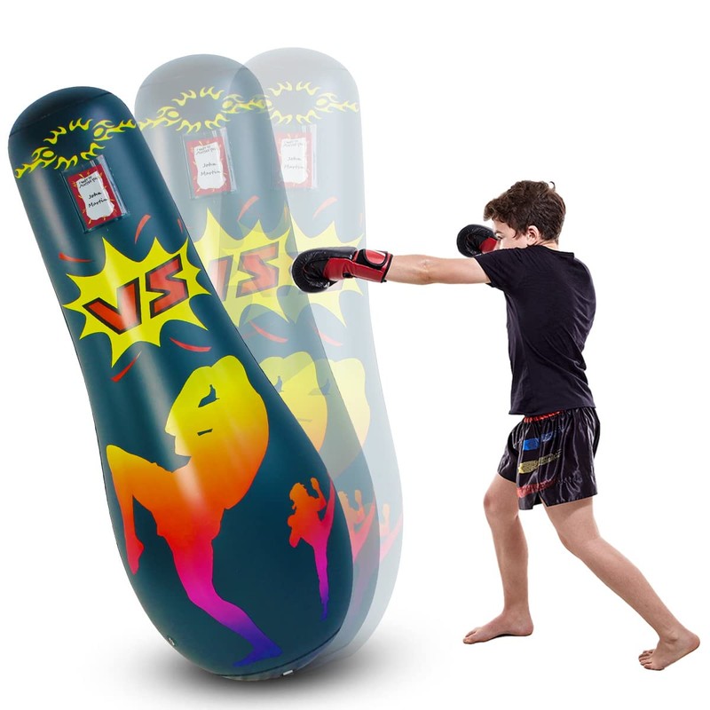 65 Inch Punching Bag for Kids, Inflatable Boxing Bag for