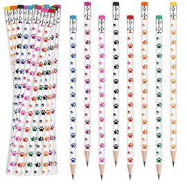 Weecent 48 Pcs Paw Print Pencil 8 Color Pencils Party Favors for Kids Wooden Writing Novelty with Erasers Dog Party Favors Fun School Supplies and Reward Prizes