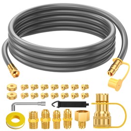 12FT 3/8" Natural Gas Conversion Kit for Grill, with Natural Gas Quick Connect Fittings, Gas Line Hose For 5249 Blackstone Griddle, Weber Grill, Grill, Pizza Oven, Heater, Generator and More