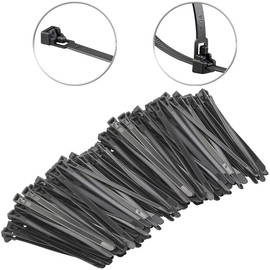 AGT Cable Straps:200 Set of Resealable Cable Ties 150x7.6mm (Cable Tie, Cable Holder, Organizer)