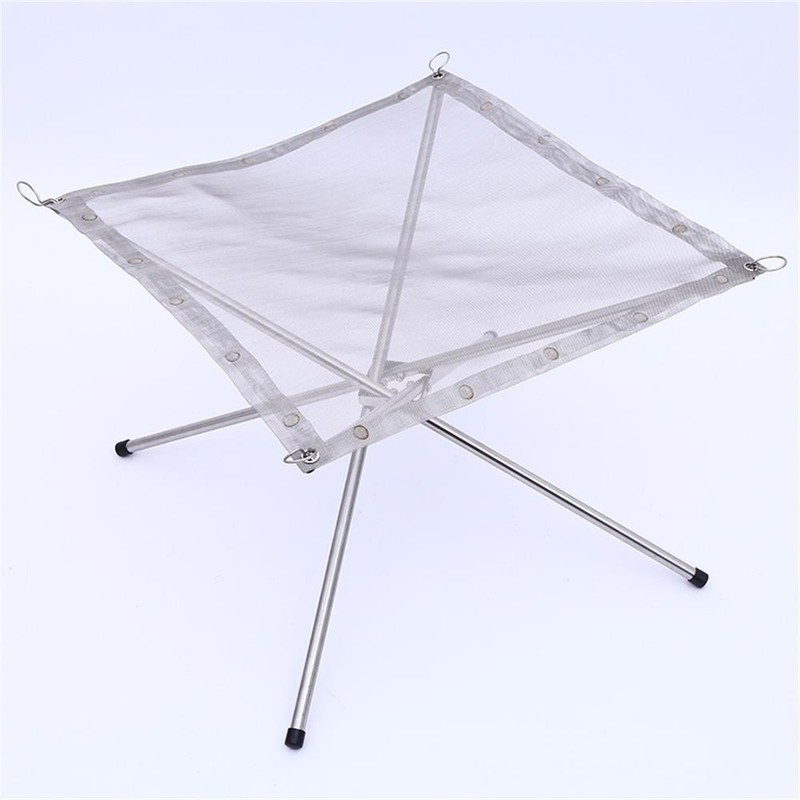 Portable Fire Pit Foldable Stainless Steel Mesh Fireplace with Carry