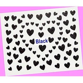 Black Glitter Sweet Heart 3D Self-Adhesive Nail Art Sticker Black for Nails Design Nail Art Stickers Decals Supplies Manicure Tips Sticker Colorful for Nail Decorations
