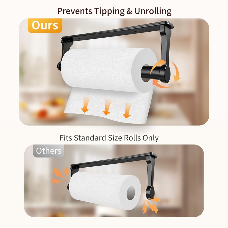 Magnetic & Adhesive Paper Towel Holder for Refrigerator Side, No