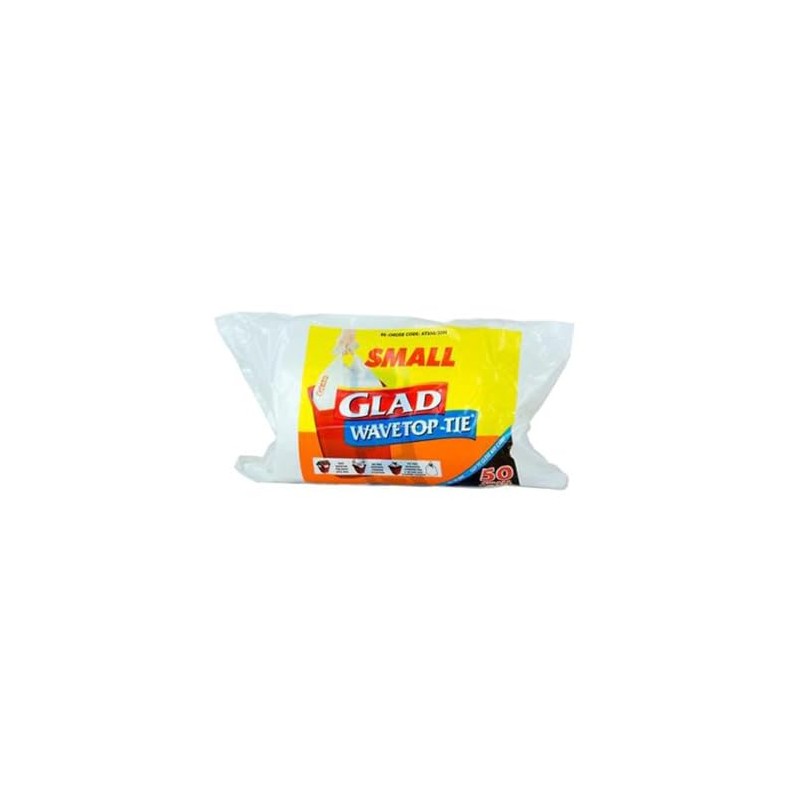Glad Wavetop Tie, Bin Liners, Small, 50 Count