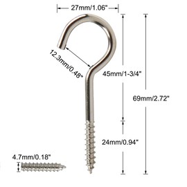 uxcell 10pcs Cup Ceiling Hooks 1-3/4 Inch Nickel Plating Metal Screw in Hanger Hooks for Home Office Hanging Plants Outdoor Lights