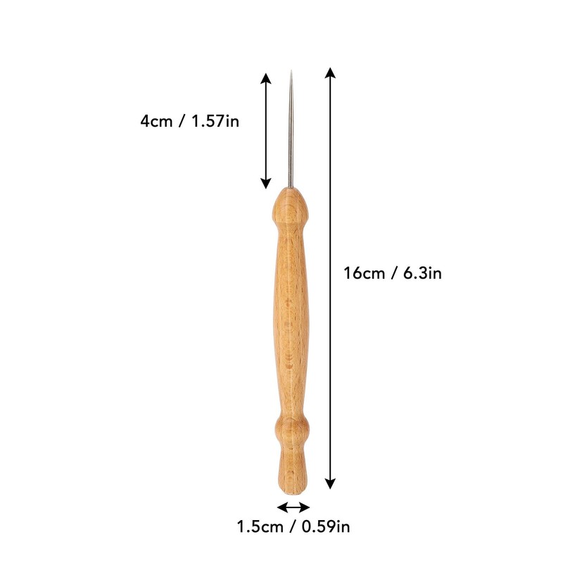 Multifunctional Sewing Awl Tool with Wooden Handle,Precision Stiletto Pressing Tool,Leather