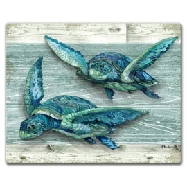 CounterArt Northpoint Turtles Decorative 3mm Heat Tolerant Tempered Glass Cutting Board 15" x 12" Made in the USA Dishwasher Safe