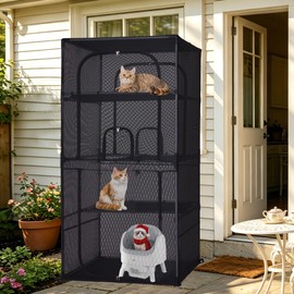 Rockever Catio Outdoor Cat Enclosure, 72.4" Large Cat Cage with Window Acess, 4 Tiers Cat Patio 6 Doors, Indoor Outdoor Cat House for Multiple Cats, UV-Resistant Roof