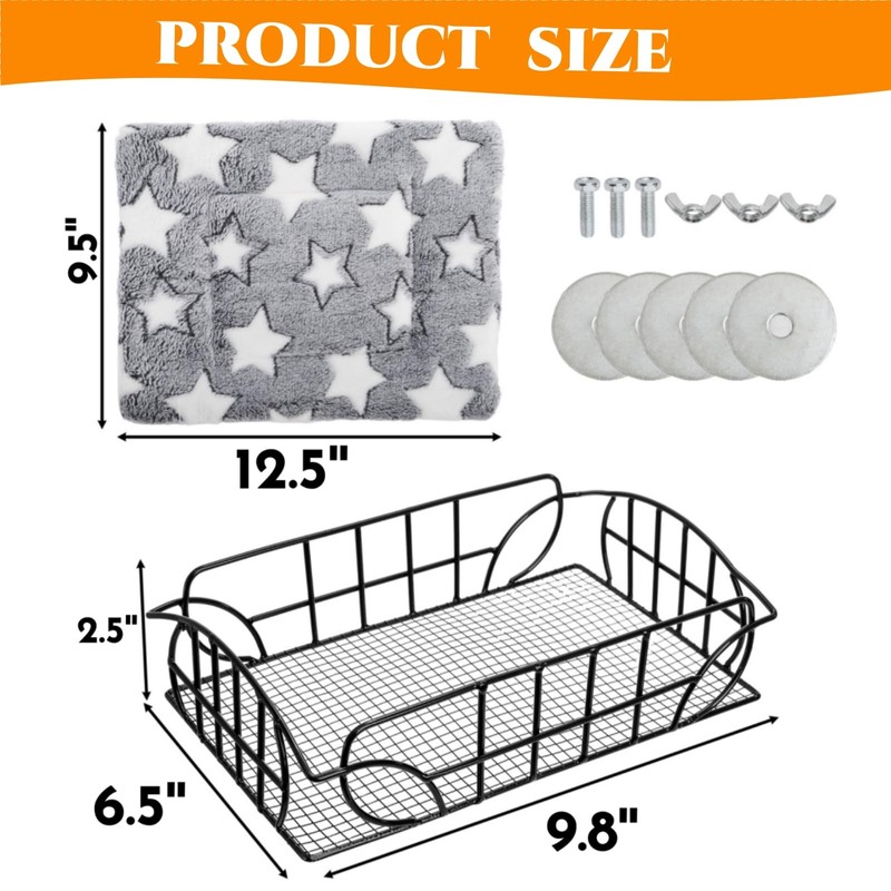 Acshio Rat Cage Platform, Metal Basket Rat Hammock with Mat,