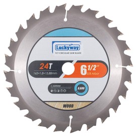 Luckyway 6-1/2 Inch 24T with 5/8 Inch Arbor TCT Circular Saw Blade for Cutting Wood