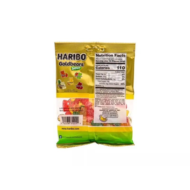 Haribo Sour Gold-Bears Gummi Candy 12 Count - 4.5 oz