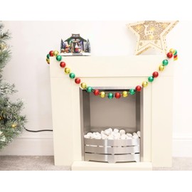 Christmas Concepts® Red, Green & Gold 1.5m (5ft) Christmas Bauble Garland - 40mm (1.6") Shiny Baubles - Christmas Decorations