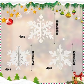 Christmas Ornaments, Snowflakes, Set of 12, Christmas Ornaments, Stylish, 3D, Snowflake Ornaments, Cute, Scandinavian, Christmas Tree Ornaments, Hanging, Garland, Decorations, Accessories, Interior