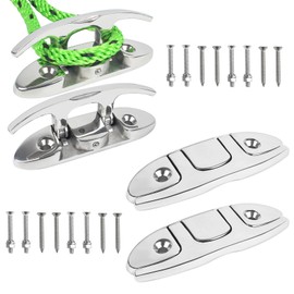 BALAVA Boat Cleats 4-3/4 inch,316 Stainless Steel Folding Boat Dock Cleats,Flip Up Dock Cleat Rope Cleat for Boat,Yacht,Decks,Dock Line Mooring,Fasteners Included (4Pack)