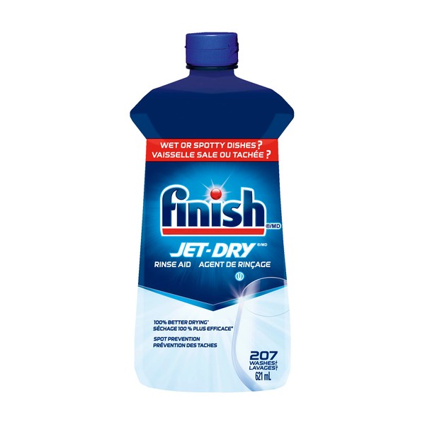 Finish Jet Dry Dishwasher Rinse Aid for Shinier and Dryer dishes, Spot prevention, 621 ml