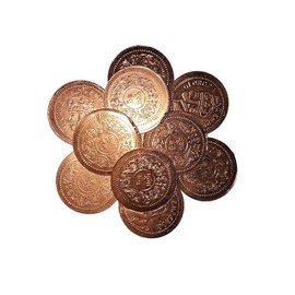 100% Pure Tambe ke Sikke for Pooja Ceremonies Copper Coins for Diwali Puja Hawan and Dharmic/Religious Rituals Lal Kitab Remedy Pack of 5 coins