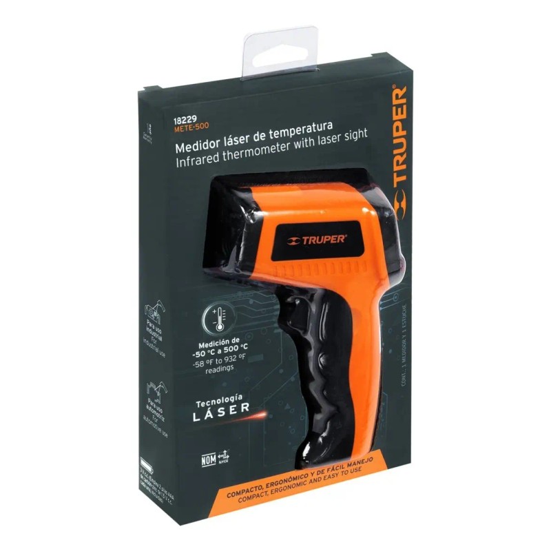 Medidor Infrarrojo Temperatura -50°c A 500°c TRUPER METE-500