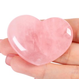 AWARDSEN 45mm Large Rose Quartz Heart Crystals Gemstones Gifts for Women, Reiki Healing Stones Worry Stone for Valentine's Day, Birthdays, Anniversary, Mother's Day and Thanksgiving Day