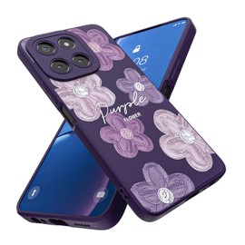 Threehao Funda para Honor X6A Plus y X6A Case Uso Rudo, Ultra Delgado Flexible Púrpura Suave TPU Silicona Carcasa con Moda Aesthetic Dibujos Flores, Antigolpes Anti-arañazos Protectora