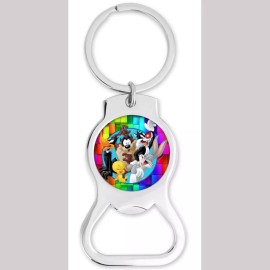 Unbranded Loony Tunes Inspired Bottle Opener Keychain Round
