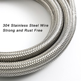 Refrigerator Water Line - 2 FT Premium Stainless Steel Braided Ice Maker Water Hose, Food grade PEX Inner Tube Fridge Water Line with 1/4" Fittings for Refrigerator Ice Maker