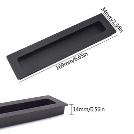 Jicyor Pack of 2 recessed handles, sliding door handle, drawer handles, cabinet handles, kitchen handles, black, recessed door handles, black door handle with screw, for all cabinet doors