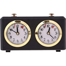 Chess Clock Timer, Chess Clocks Analogue Mechanical Countdown Timer Chess Clock, Professional Competition Timer, Clockwork Powered Timer for Tournament Board Game (Black)