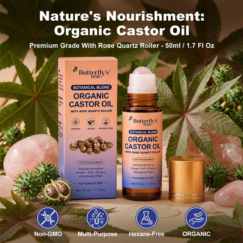 Organic Castor Oil Rose Quartz Roller Ball,Castor Oil Rose Quartz
