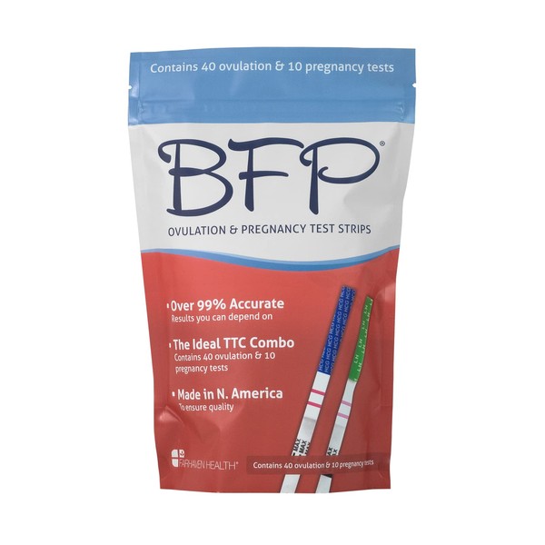 BFP Ovulation & Pregnancy Test Strips for Pregnancy Detection - At Home Early Predictor Kit for Fertility & Women Trying to Conceive, 40 LH Ovulation & 10 HCG Levels Pregnancy Test, Made in N. America