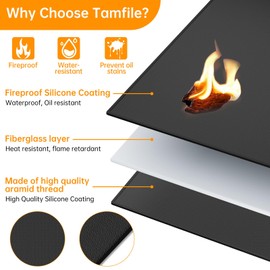 Tamfile Large 62 x 40 Inch Fire Pit Mat for Solo Stove Bonfire, Double-Sided Under Grill Mat Deck Patio Protector Pad, Fireplace Pit Rubber Mat, Oil-Proof Waterproof BBQ Protector for Deck and Patio