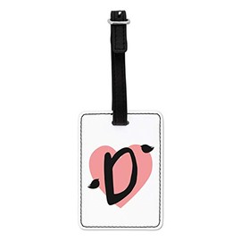 Gift Base Letter D Heart Alphabet Visual Luggage Tag with Black Strap