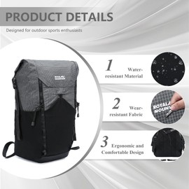 ROYAL MOUNTAIN 20l Hiking Backpack For Women&Men, Water Resistant Daypack Backpacks, Foldable & Packable Hiking Backpack, Lightweight Small Daypack For Travel Camping (Grey)
